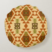 ナバホスタイル民族の幾何学的シームレスビント ラウンドクッション (裏面)