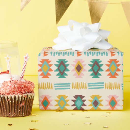 ナバホ先住民アメリカンパターン ラッピングペーパー (誕生日パーティー)