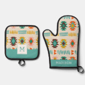 ナバホ先住民アメリカンパターン 鍋つかみ&鍋敷きセット (正面)