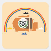 ナバホ州旗 – アメリカインディアン – シ素晴らしール スクエアシール (正面)