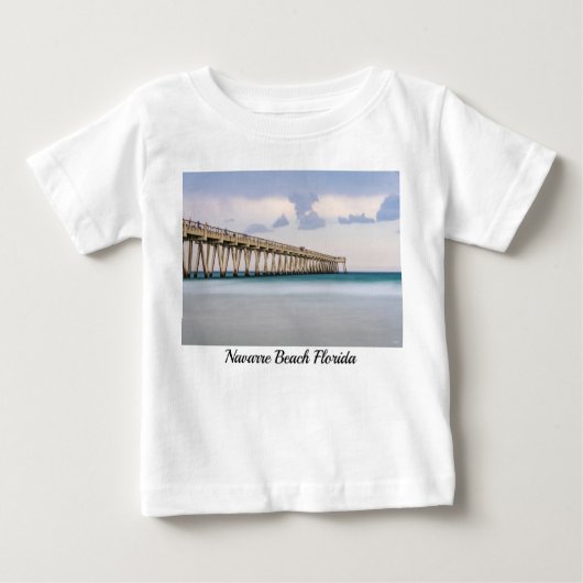 ナバラビーチ魚釣りピアベビートドラーTシャツ ベビーTシャツ (正面)