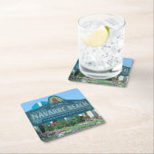 ナバラビーチ，フロリダ，ウェルカムサイン スクエアペーパーコースター (インサイチュ)