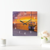 ナバラ・フロリダ火災サンセットウォールクロック スクエア壁時計 (ホーム)