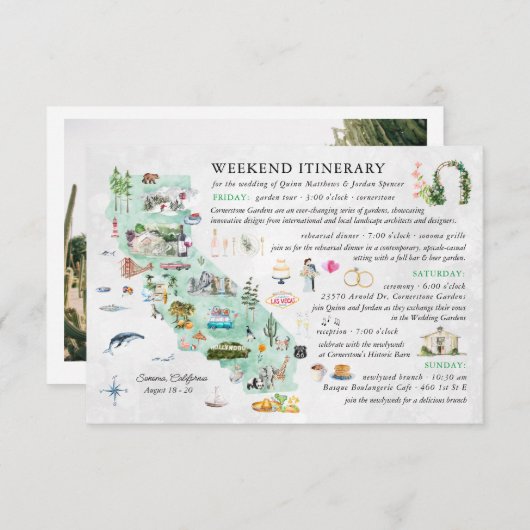 ナパでのウェディングウィークエンド | 旅程カード エンクロージャーカード (正面/裏面)