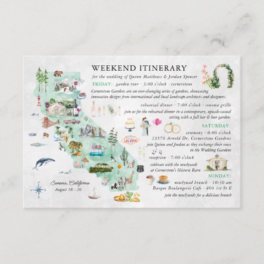 ナパでのウェディングウィークエンド | 旅程カード エンクロージャーカード (正面)