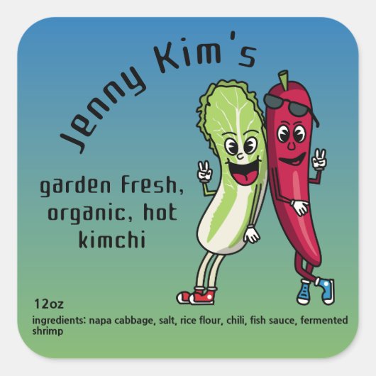 ナパとペッパーPals漫画おもしろいスクエアキムチ スクエアシール (正面)