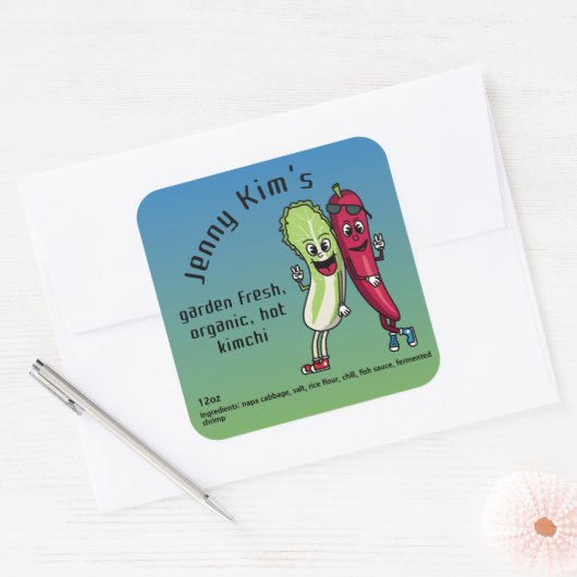 ナパとペッパーPals漫画おもしろいスクエアキムチ スクエアシール (封筒)