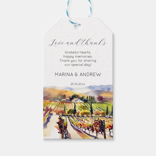 ナパバレーのヴィネヤードウォーター結婚カラー感謝していのユーザ ギフトタグ (正面)