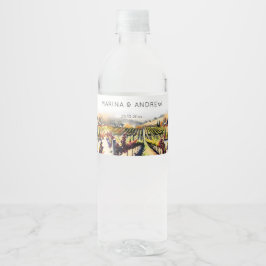 ナパバレーぶどう畑の水彩画ウェディング ペットボトルラベル