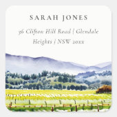 ナパバレーウォーターカラーヴィンヤードランドスケープアドレス スクエアシール (正面)