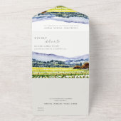 ナパバレーウォーターカラーヴィンヤードランドスケープ結婚ズ オールインワン招待状 (外側)