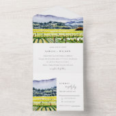 ナパバレーウォーターカラーヴィンヤードランドスケープ結婚ズ オールインワン招待状 (内側)
