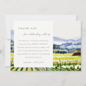 ナパバレーウォーターカラーヴィンヤードランドスケープ結婚ズ サンキューカード (正面)