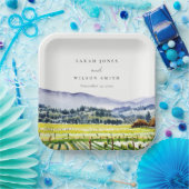 ナパバレーウォーターカラーヴィンヤードランドスケープ結婚ズ ペーパープレート (パーティー)