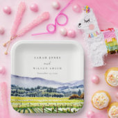 ナパバレーウォーターカラーヴィンヤードランドスケープ結婚ズ ペーパープレート (パーティー)