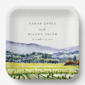 ナパバレーウォーターカラーヴィンヤードランドスケープ結婚ズ ペーパープレート (正面)