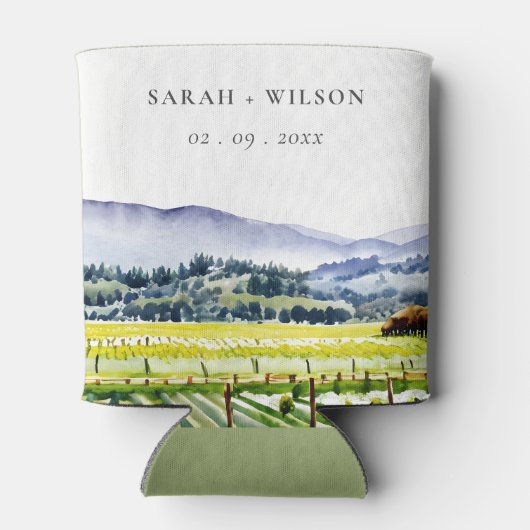 ナパバレーウォーターカラーヴィンヤードランドスケープ結婚ズ 缶クーラー (裏面)