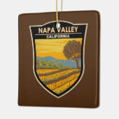 ナパバレーカリフォルニアトラベルアートヴィンテージ セラミックオーナメント (左)