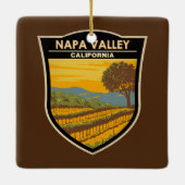 ナパバレーカリフォルニアトラベルアートヴィンテージ セラミックオーナメント (裏面)