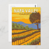ナパバレーカリフォルニアトラベルアートヴィンテージ ポストカード (正面/裏面)