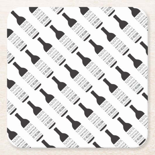 ナパバレーシティズワインボトルパーティー用品 スクエアペーパーコースター (正面)