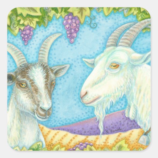 ナパバレーヤギUnder Grape Arbor STICKERSシート スクエアシール (正面)