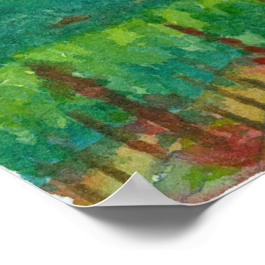 ナパバレーヴィネヤードマウンテンズウォーター絵画カラー ポスター (角)