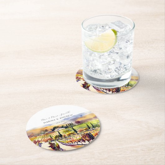 ナパバレー結婚式の引き出物食器 ラウンドペーパーコースター (インサイチュ)