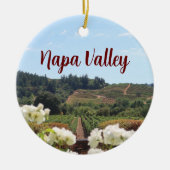 ナパバレー、カリフォルニアのブドウ畑と花 セラミックオーナメント (正面)