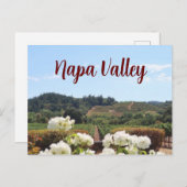 ナパバレー、カリフォルニアのブドウ畑と花 ポストカード (正面/裏面)