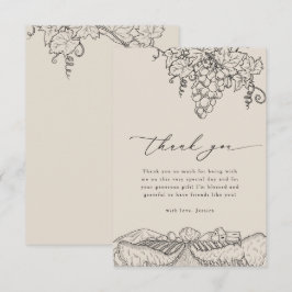 ナパバ素朴レーヴィネヤードワイナリーブライダルシャワー サンキューカード