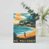 ナパリコーストカウアイハワイビーチ ポストカード (スタンド正面)