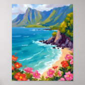 ナパリ海岸 カウアイ ハワイ 海岸線の絵画 ポスター (正面)
