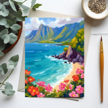 ナパリ海岸 カウアイ ハワイ 海岸線の絵画