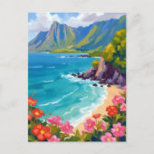 ナパリ海岸 カウアイ ハワイ 海岸線の絵画 ポストカード (正面)