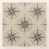 ナビゲーションコンパスパターン ガラスコースター (正面)