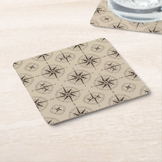 ナビゲーションコンパスパターン スクエアペーパーコースター (アングル)