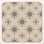 ナビゲーションコンパスパターン スクエアペーパーコースター (正面)