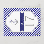 ナビブルー航海のいかり結婚のテーブル番号 ポストカード (裏面)