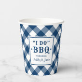 ナビーブルーの「I do」 BBQ カスタム ウェディング モノグラム 紙コップ (裏面)