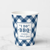 ナビーブルーの「I do」 BBQ カスタム ウェディング モノグラム 紙コップ (正面)