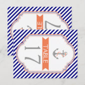 ナビーブルー航海のコーラル結婚のテーブル番号 ポストカード (正面/裏面)