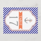 ナビーブルー航海のコーラル結婚のテーブル番号 ポストカード (正面)