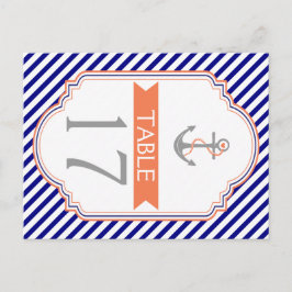 ナビーブルー航海のコーラル結婚のテーブル番号 ポストカード