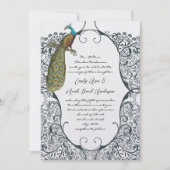 ナビー ワンシカル ペコック ラブ バード パターン ウェディング 招待状 (正面)