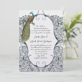 ナビー ワンシカル ペコック ラブ バード パターン ウェディング 招待状 (スタンド正面)