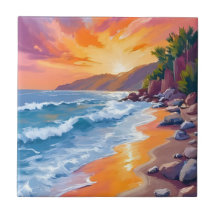ナピリベイの夕日 マウイ ハワイ 絵画 アート