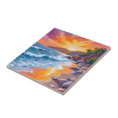 ナピリベイの夕日 マウイ ハワイ 絵画 アート タイル (側面)