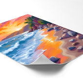 ナピリベイサンセットマウイハワイ絵を描ズ ポスター (角)