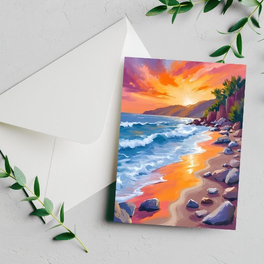 ナピリベイサンセットマウイハワイ絵を描ズ ポストカード